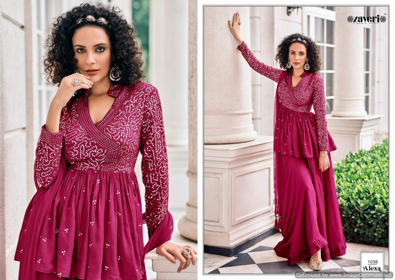 Zaveri Alexa Exclusive Festive Wear Designer Georgette With Embroidery Work Ready Made Collection